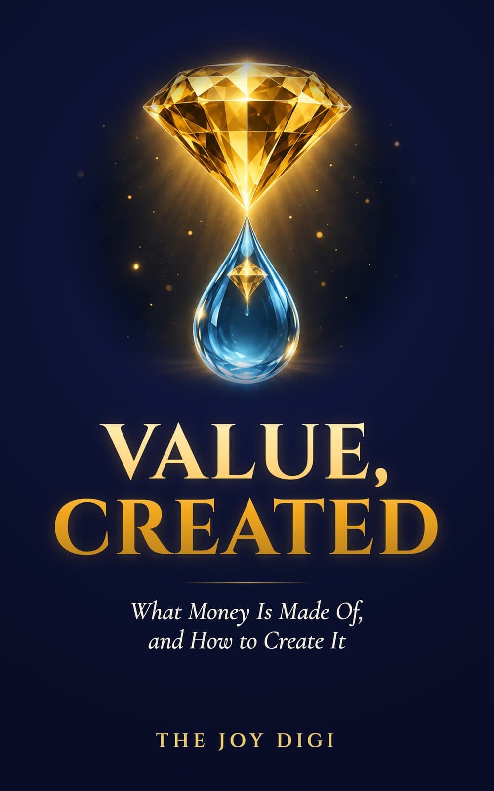 Value, Created book cover: a gold diamond above a water drop